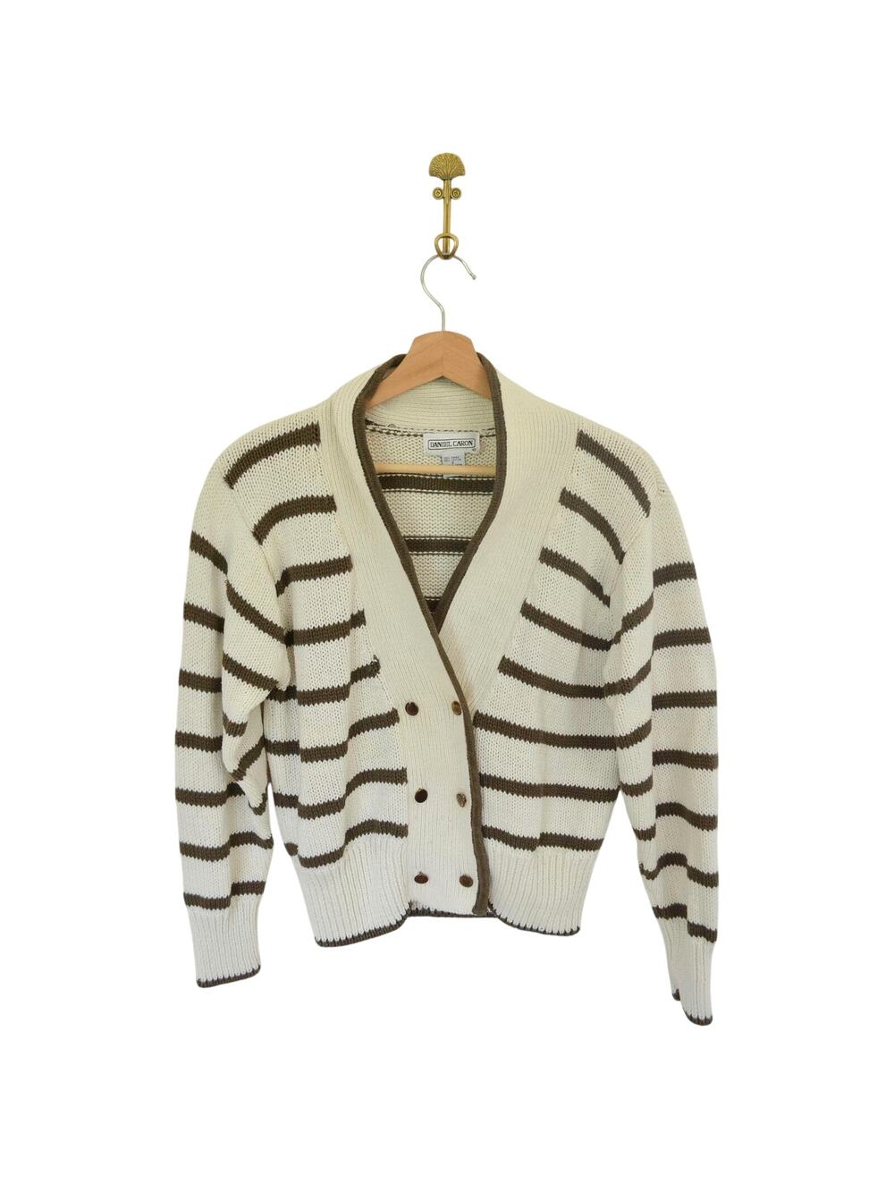 Striped Double Button Vintage Cardigan